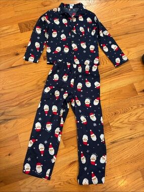 Old Navy Navy Santa Face Kids Pajama Set